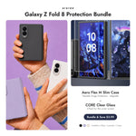 araree Galaxy Z Fold 8 Protection Bundle — Aero Flex M Slim case + CORE Clear glass, Black / Lavender / Cream