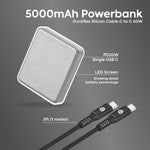 Cubie 5000mAh PD20W Powerbank + Duraflex Silicone Cable - 60W