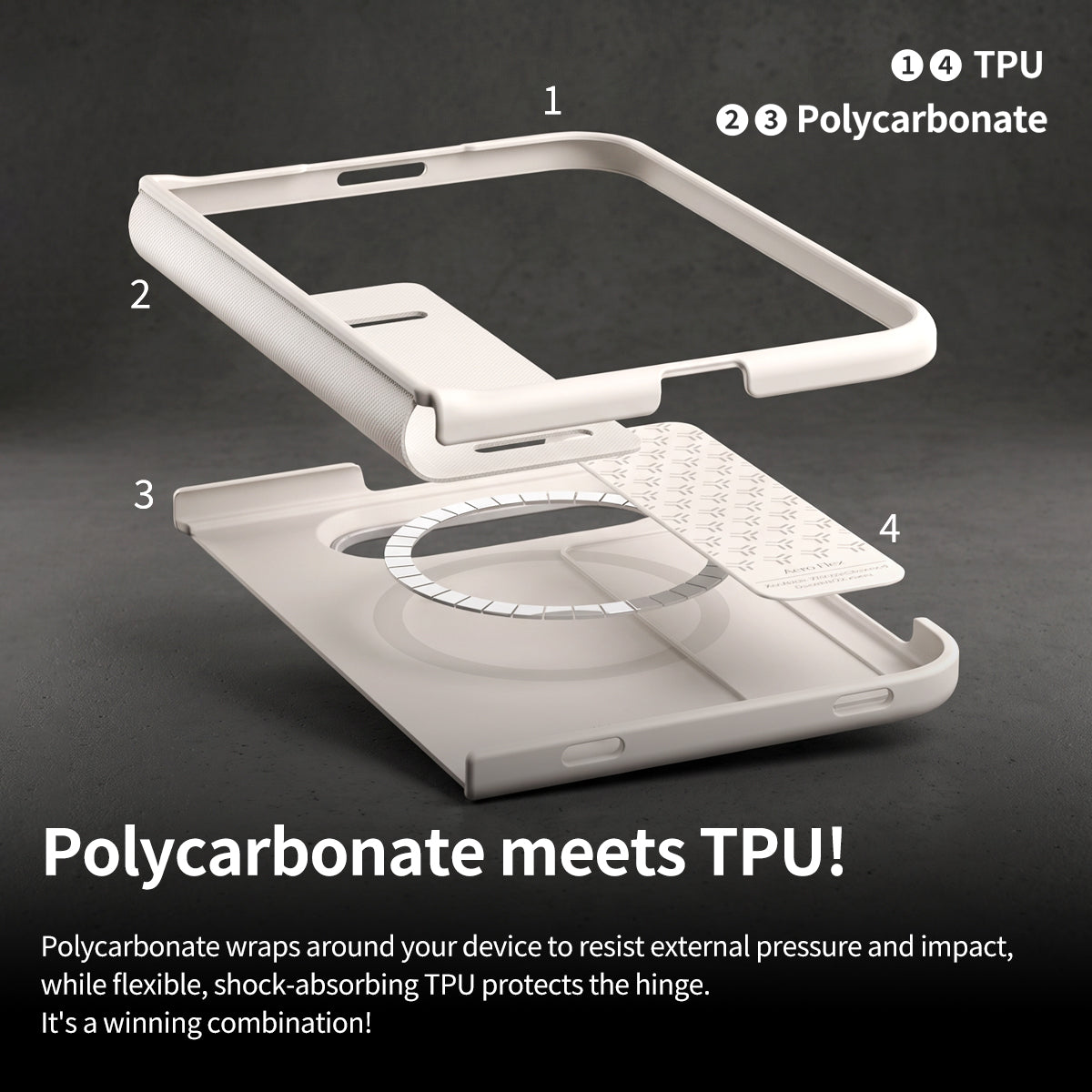 araree Aero Flex M iPhone Duo PC and TPU materials exploded view