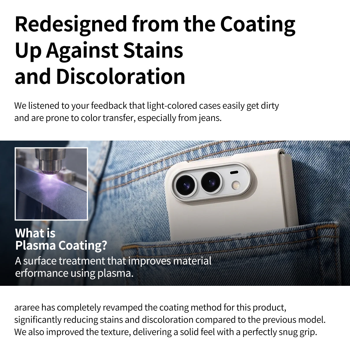araree Aero Flex M iPhone Duo plasma coating stain resistance