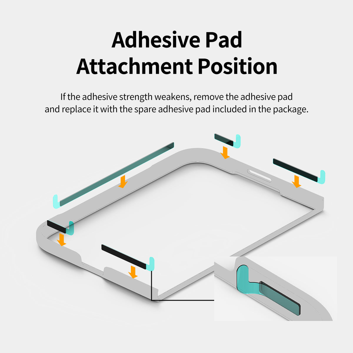 araree Aero Flex M iPhone Duo adhesive pad positions on cover frame