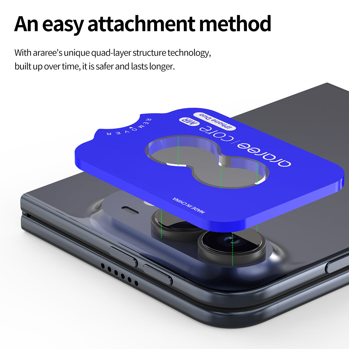 araree CORE MR easy install alignment plate for iPhone Duo