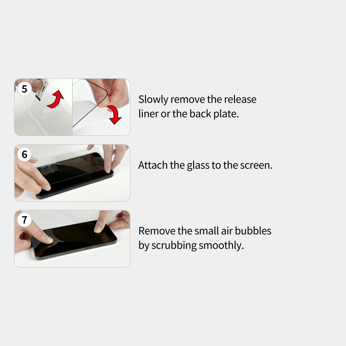 araree CORE iPhone Duo screen protector installation steps 5–7