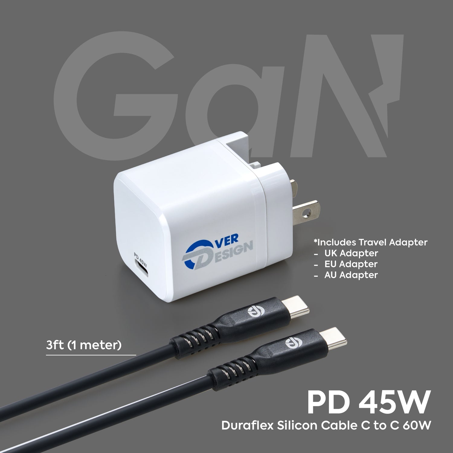 Travel Universal PD45W & Duraflex Silicone Cable - 60W