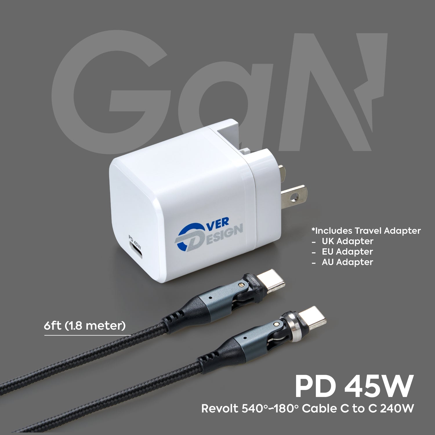 Travel Universal PD45W & Revolt 540+180 Rotation Cable - 60W