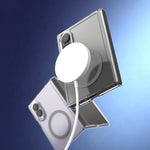 Araree DUPLE 360 M case on Galaxy Z Fold 8 snapping onto a MagSafe-compatible charger