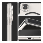 Detail views of the DUPLE 360 M Galaxy Z Fold 8 case: side buttons, camera cutout, hinge and charging port